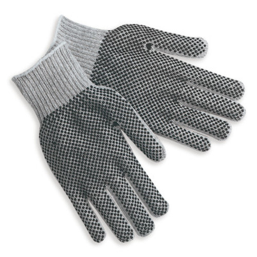 MCR Safety String Knit, Large, Knit Wrist, Gray, 12 Pair, #9662LM