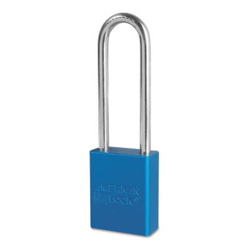 American Lock Solid Aluminum Padlocks, 1/4 in Diam., 3 in L X 3/4 in W, Blue, 1/EA, #A1107BLU