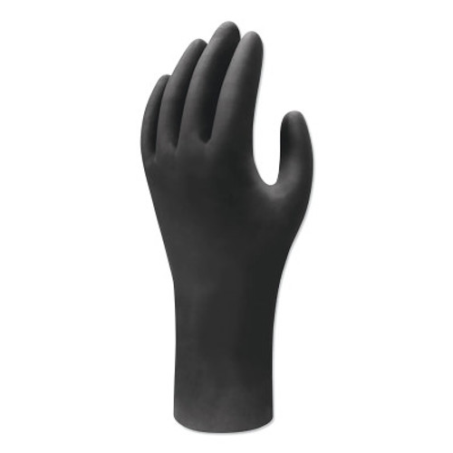 SHOWA 6112PF Biodegradable Nitrile Disposable Gloves, Large, Black, 4 mil, 1/DI, #6112PFL