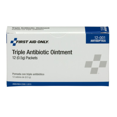 First Aid Only Triple Antibiotic Ointment, 0.5 g Individual Use Packets, 12/BOX, #12001