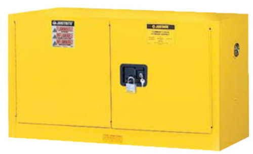 Justrite Yellow Piggyback Safety Cabinets, Manual-Closing Cabinet, 17 Gallon, 1/EA, #891700