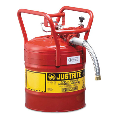 Justrite Type II AccuFlow DOT Safety Cans, Flammables, 5 gal, Red, 1/EA, #7350130