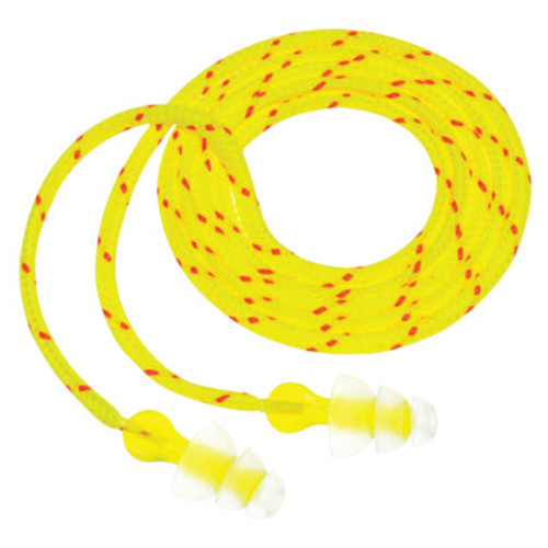 3M Tri-Flange Earplugs P3001, Elastomeric Polymer, Clear, Cloth Cord, 100/BX, #7000052724