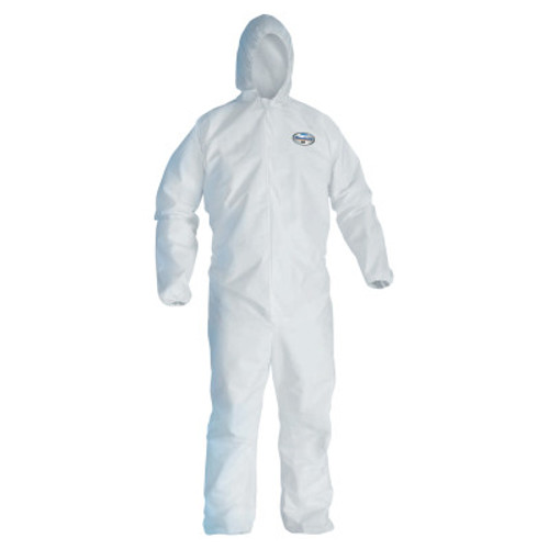 Kimberly-Clark Professional A45 Breathable Liquid & Particle Protection Elastic Wrist/Ankle Coveralls, White, 4XL, Hood/Fr Zipper, 25/CA, #41509