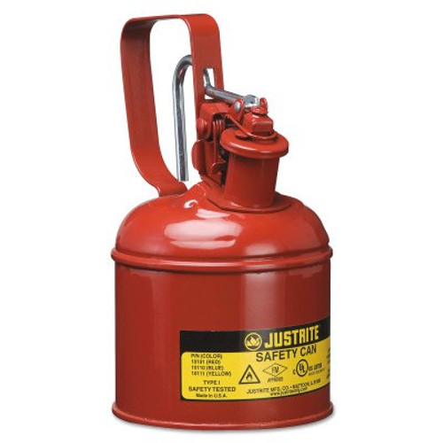 Justrite Type l Safety Cans for Flammables, Flammable Storage Can, 1 qt, Red, 6/CTN, #10101