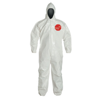DuPont Tychem Sl Coverall Zip Ft Hd Elas Wrt/Ank Bound, 12/CA, #SL127BWHLG001200