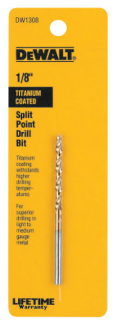 DeWalt Titanium Split Point Drill Bits, 1/8 in, 5/PKG, #DW1308