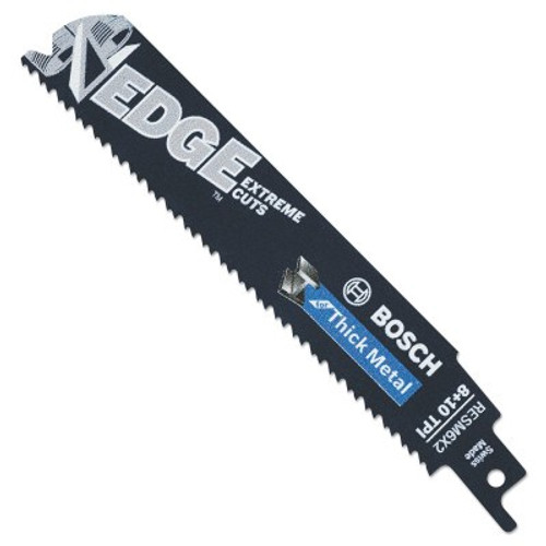 Bosch Tool Corporation Edge Reciprocating Saw Blades, 6 in x 0.92 in, 8/10 TPI, Universal Shank, 1/EA, #RESM6X225B