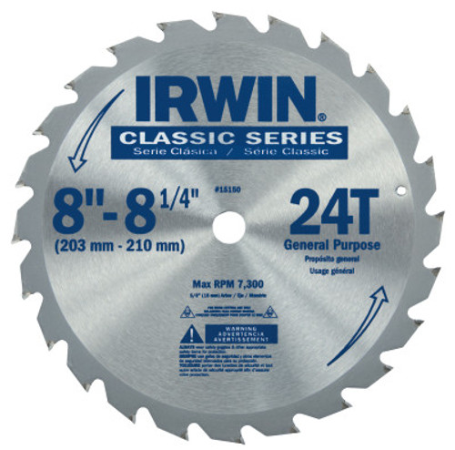 Irwin® Carbide-Tipped Circular Saw Blades, 8 1/4", 24 Teeth #IR-15150 (5/Pkg)