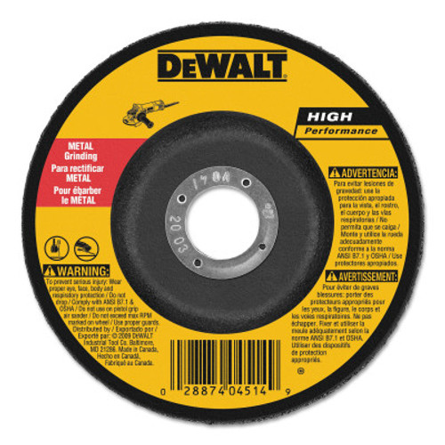 DeWalt Type 27 Depressed Center Wheels, 6 x 1/4 x 7/8, A24R Grit, Aluminum Oxide, 10/CTN, #DW4624