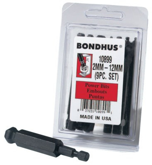 Bondhus BHX9MM 9PC. 3" METRIC BALLDRIVER POWER BIT S, 1/SET, #10899