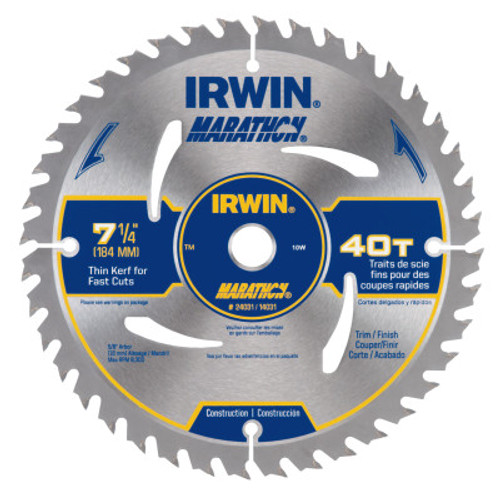 Irwin® Hanson® Portable Corded Circular Saw Blades, 7 1/4", 40 Teeth, Combination, Carded #IR-14031 (5/Pkg)