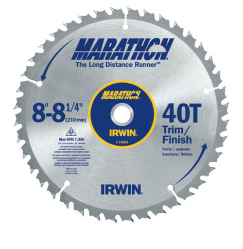Irwin Marathon® Miter/Table Saw Blades, 8 1/4", 40 Teeth #IR-14053 (5/Pkg)