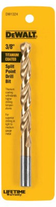 DeWalt Titanium Split Point Drill Bits, 3/8 in, 3/PKG, #DW1324