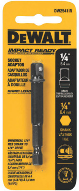 DeWalt Impact Ready Socket Adaptors, 1/4 in (Hex); 1/4 in (Square), 1/EA, #DW2541IR