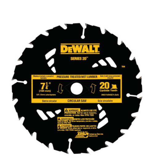 DeWalt Portable Construction Saw Blades, 7 1/4 in, 20 Teeth, 5/PKG, #DW3174