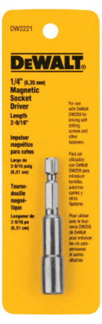 DeWalt Magnetic Nut Drivers, 1/4 in Dia. x 2 9/16 in, 3/EA, #DW2221