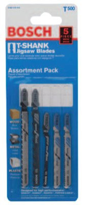 Bosch Tool Corporation 5 Piece Carbon Steel Jig Saw Blade Sets, (1EA)T101B,T144D,T119BO,T118A,T118B, 1/AST, #T500