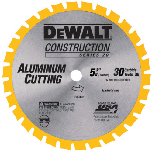 DeWalt Cordless Construction Saw Blades, 5 3/8 in, 30 Teeth, 5/EA, #DW9052