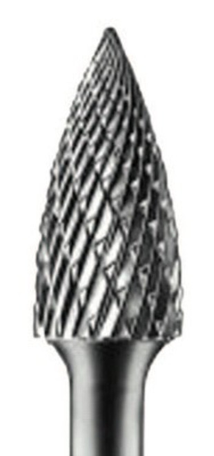 Pferd Carbide Tree/Pointed Shape Bur Bit, 3/8"Dia.x3/4"L Cut, 1/4" Shank, Alt. Diamond, 1/EA, #24802