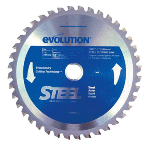Evolution TCT Metal-Cutting Blades, 7 1/4 in, 5/8 in Arbor, 5,000 rpm, 40 Teeth, 1/EA, #185BLADEST