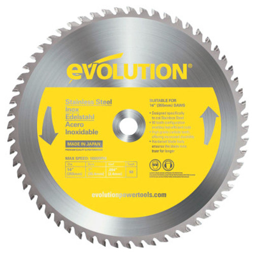 Evolution TCT Metal-Cutting Blades, 14 in, 1 in Arbor, 1,600 rpm, 90 Teeth, 1/EA, #14BLADESSN
