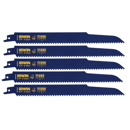 Irwin® Demolition Reciprocating Blades, 9", 6 TPI, #IR-372966P5 (5 per Pack, 5 Packs)