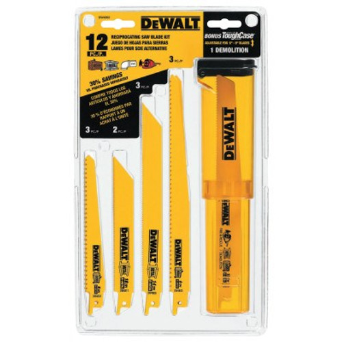 DeWalt Reciprocating Blade Sets, Wood/Metal, 12 pc with Case, 1/ST, #DW4892