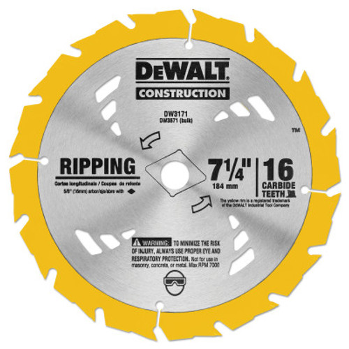 DeWalt Portable Construction Saw Blades, 7 1/4 in, 16 Teeth, 25/BOX, #DW3571