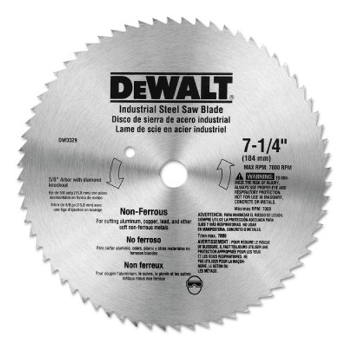 DeWalt Steel Circular Saw Blades, 7 1/4 in, 68 Teeth, 1/EA, #DW3329