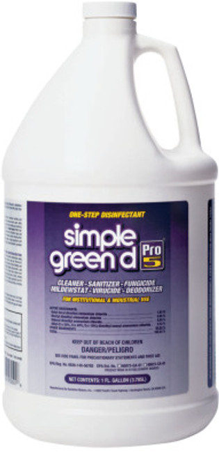 Simple Green d Pro 5 One-Step Disinfectant, 1 gal Bottle, Unscented, 4/CA, #3410000000000