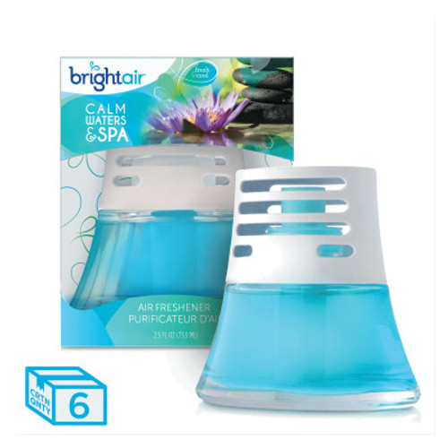 BRIGHT AIR Scented Oil Air Freshener, Calm Waters and Spa, Blue, 2.5oz, 6/CT, #BRI900115CT