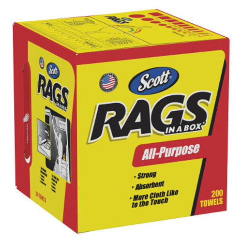 Kimberly-Clark Professional Scott Rags In-A-Box, Pop-Up Box, White, 8/CA, #75260