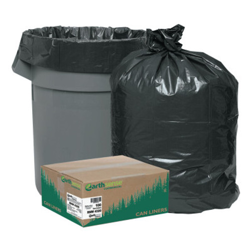 WEBSTER INDUSTRIES Recycled Can Liners, 56gal, 2mil, 43 x 47, Black, 100/CT, #WBIRNW4320