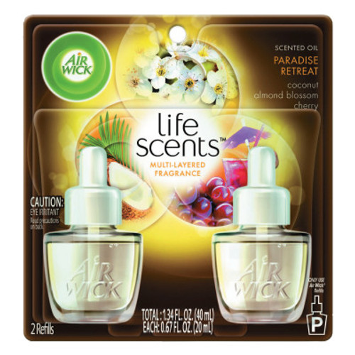 Reckitt Benckiser Life Scents Scented Oil Refills, Paradise Retreat, 0.67 oz, 2 Pack, 6/CT, #RAC91110