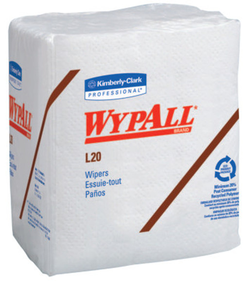 Kimberly-Clark Professional WypAll L20 Wipers, 1/4 Fold, White, 68 per pack, 12/CASE, #47022