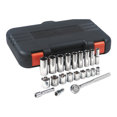 Anchor Products 22 Piece Standard and Deep Socket Sets, 3/8 in, 6 Point, 1/ST, #7846