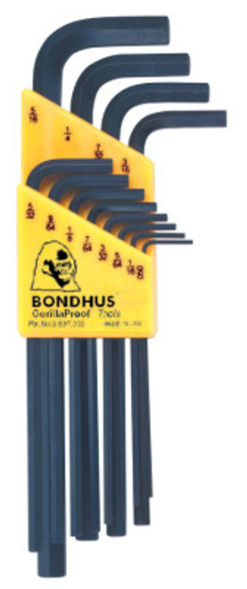 Bondhus Hex L-Wrench Key Sets, 12 per holder, Hex Tip, Inch, 1/SET, #12136