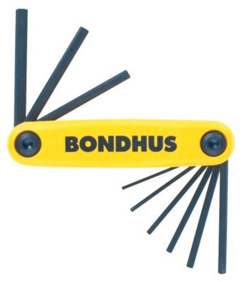 Bondhus GorillaGrip Fold-Ups, 9 per fold-up, Hex Tip, Inch, 0.05-3/16 in, 1/ST, #12591