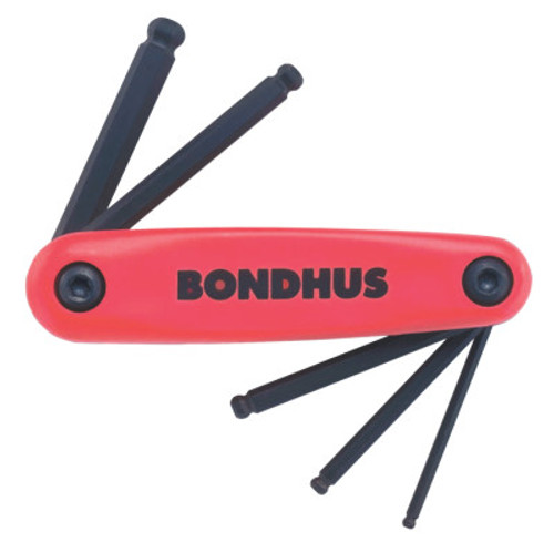 Bondhus GorillaGrip Ballpoint Fold-Ups, 5 per fold-up, Hex Ball Tip, Metric, 1/SET, #12897