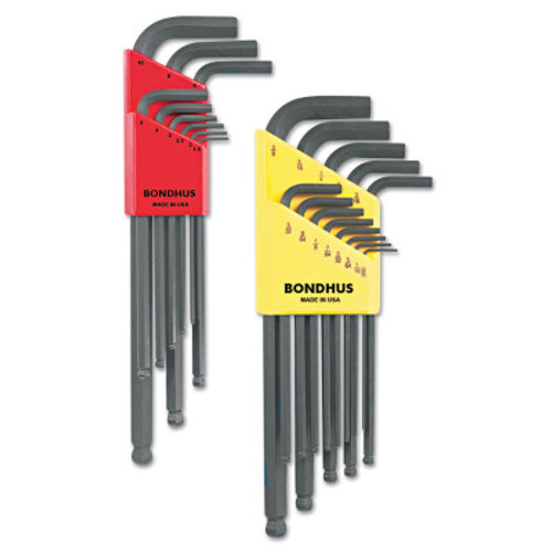 Bondhus Balldriver L-Wrench Combination Sets, 22 per pack, Hex Ball Tip, Inch/Metric, 1/ST, #20199