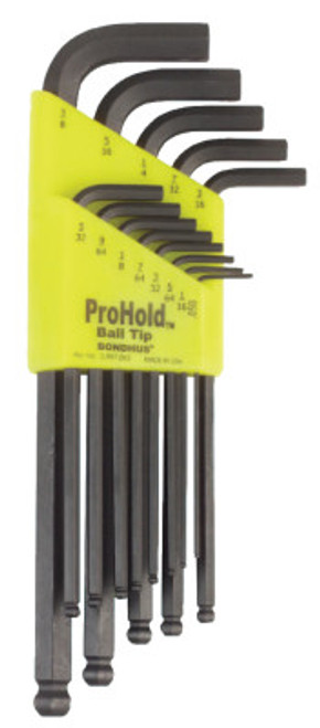 Bondhus ProHold Balldriver L-Wrench Hex Key Sets, 13 per holder, Hex Ball Tip, Inch, 1/ST, #74937