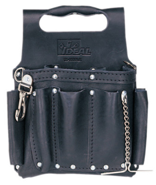 Ideal Industries Tuff-Tote Tool Pouches, 8 Compartments, Black, Leather, 1/EA, #35950BLK