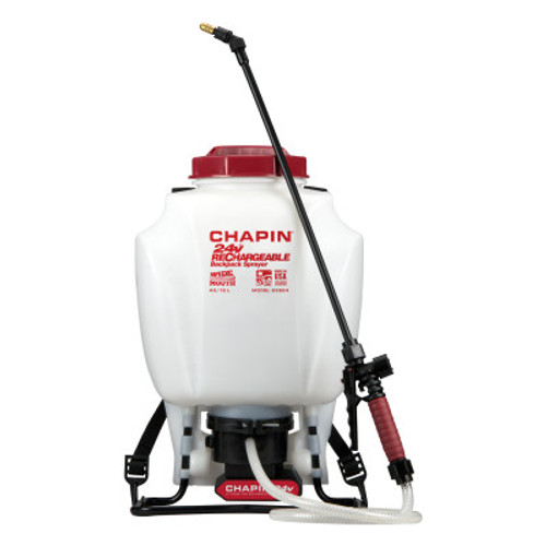 Chapin? Rechargeable Backpack Sprayers, 4 gal, 48 in Hose, 20 in Wand, 35-40 psi, 1/EA, #63924