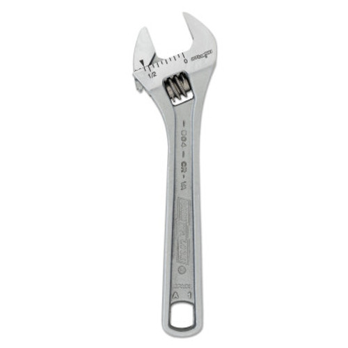 Channellock Adjustable Wrench, 4 in Long, .51 in Opening, Chrome, Bulk, 1/EA, #804BULK