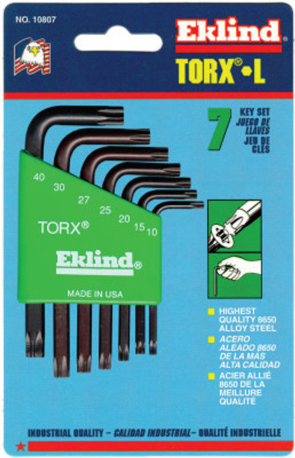 Eklind Tool 7-PC TORX SHORT ALLEN WRENCH SET W/HOLDER, 6/ST, #10807