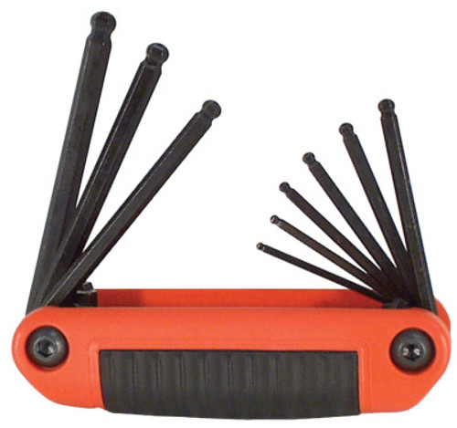 Eklind Tool Ergo-Fold Hex Key Sets, 9 per set, Ball Hex Tip, Inch, 4/PK, #25919