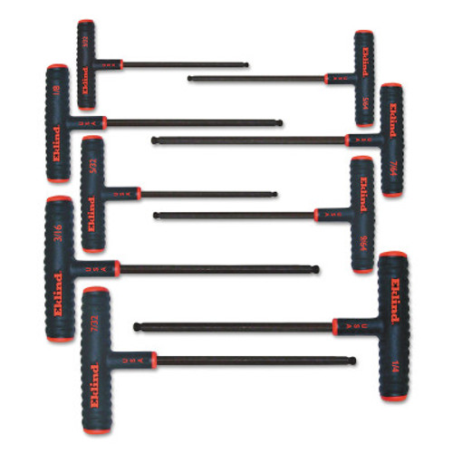 Eklind Tool Power-T Ball-Hex Key Sets, 9 per set, Ball-Hex Tip, Inch, 9 in Handle, 1/SET, #60809