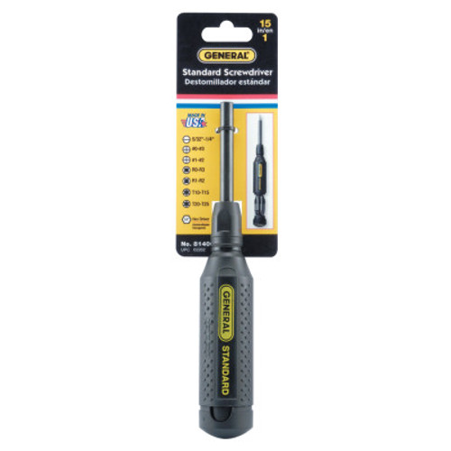 General Tools Carded Multi-Pro All in One Screwdriver, Slotted; Phillips; Square; Torx, 8.5" L, 3/PK, #8140C