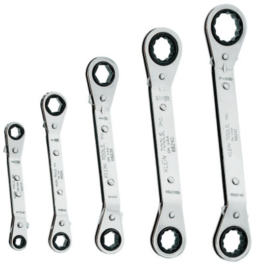 Klein Tools Fully-Reversible Ratcheting Offset Box Wrench Sets, Inch, 1/SET, #68245